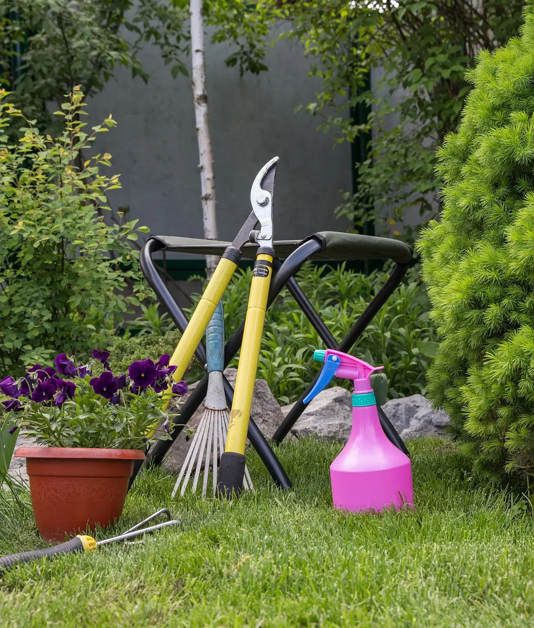 gardening, backyard, gardening tools